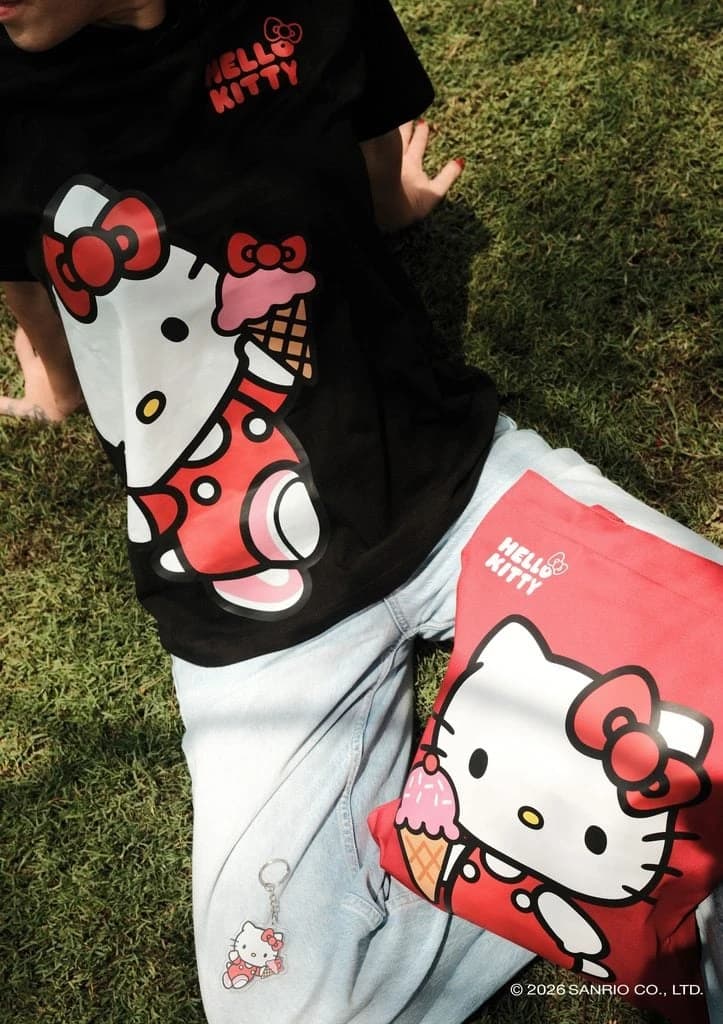 Hello Kitty × Bachir T-shirt, tote bag and keychain